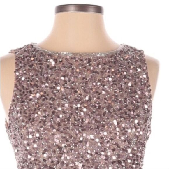 Mac Duggal Sequins Rose Gold Sleeveless Sheath Dress Sz 0 - Picture 4 of 16
